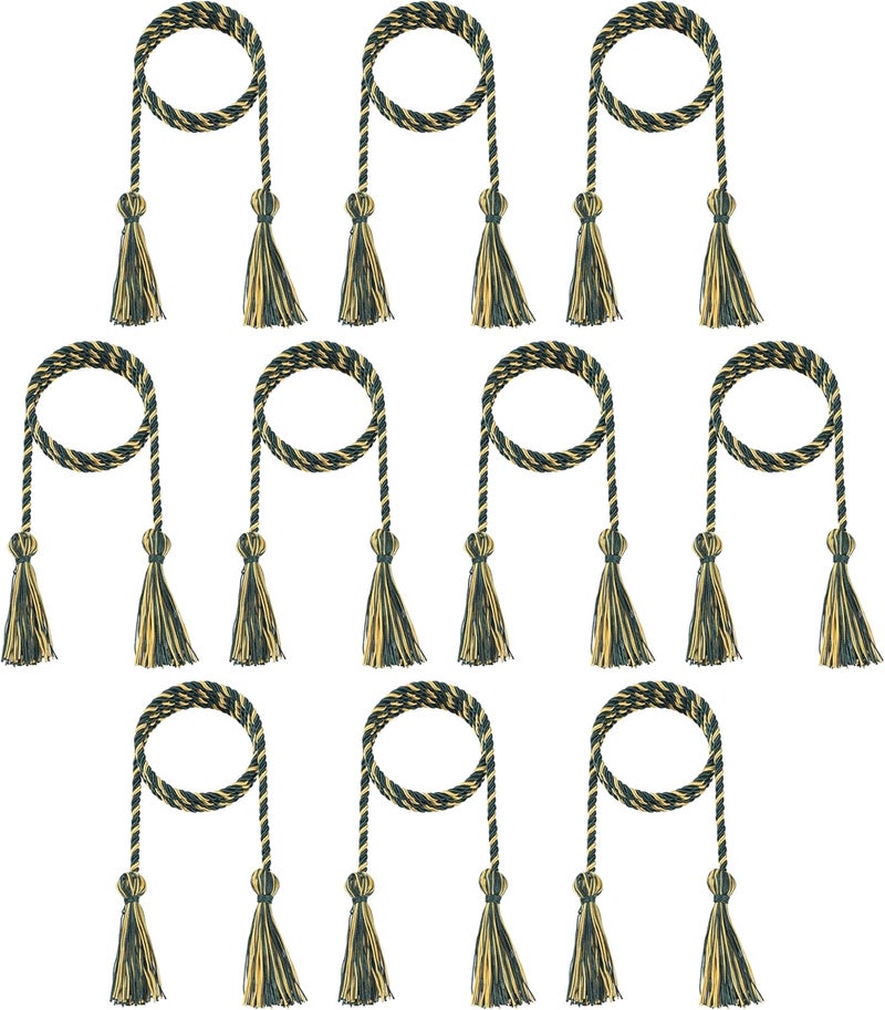 D DODOU 10 Pieces Graduation Cords Polyester Graduation Honor Braided Cords with Sewing Tassels for Bachelor, Master, Doctor 68" Long (Forest Green Gold) - Image 1